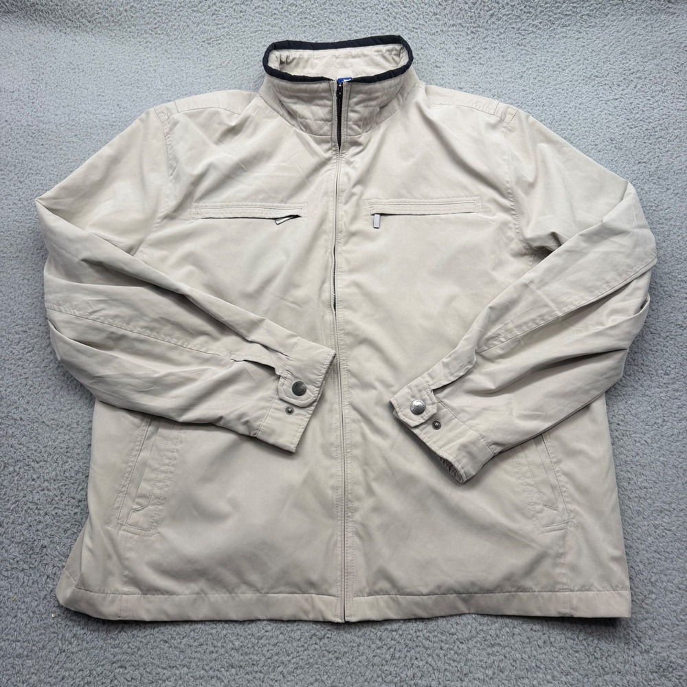 LONDON FOG Mens Size XXL Beige Litchfield Microfiber Full Zip Windbreaker Jacket